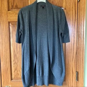 Express Half Short Sleeve Open Cardigan Gray